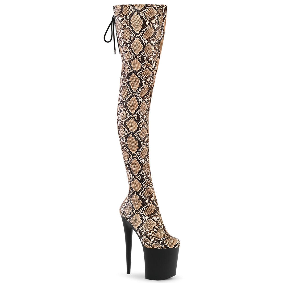 FLAMINGO-3008SP-BT Tan Brown Snake Print/Black Matte