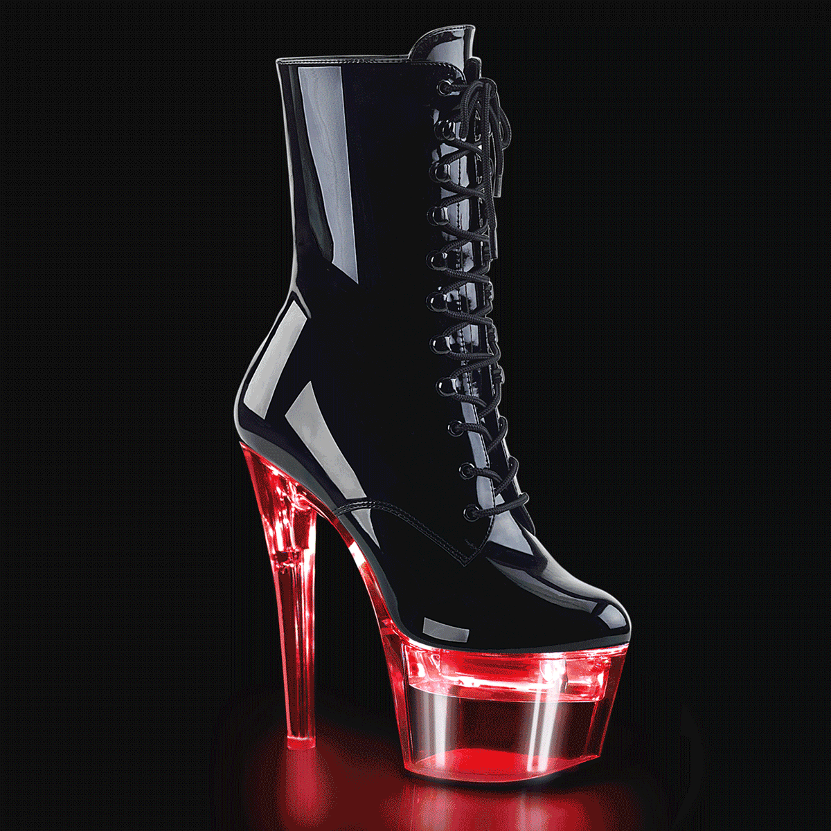 FLASHDANCE-1020-7 Black Patent/Clear Ankle Boot