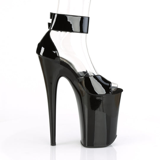 INFINITY-975 Black Patent Platform Sandal
