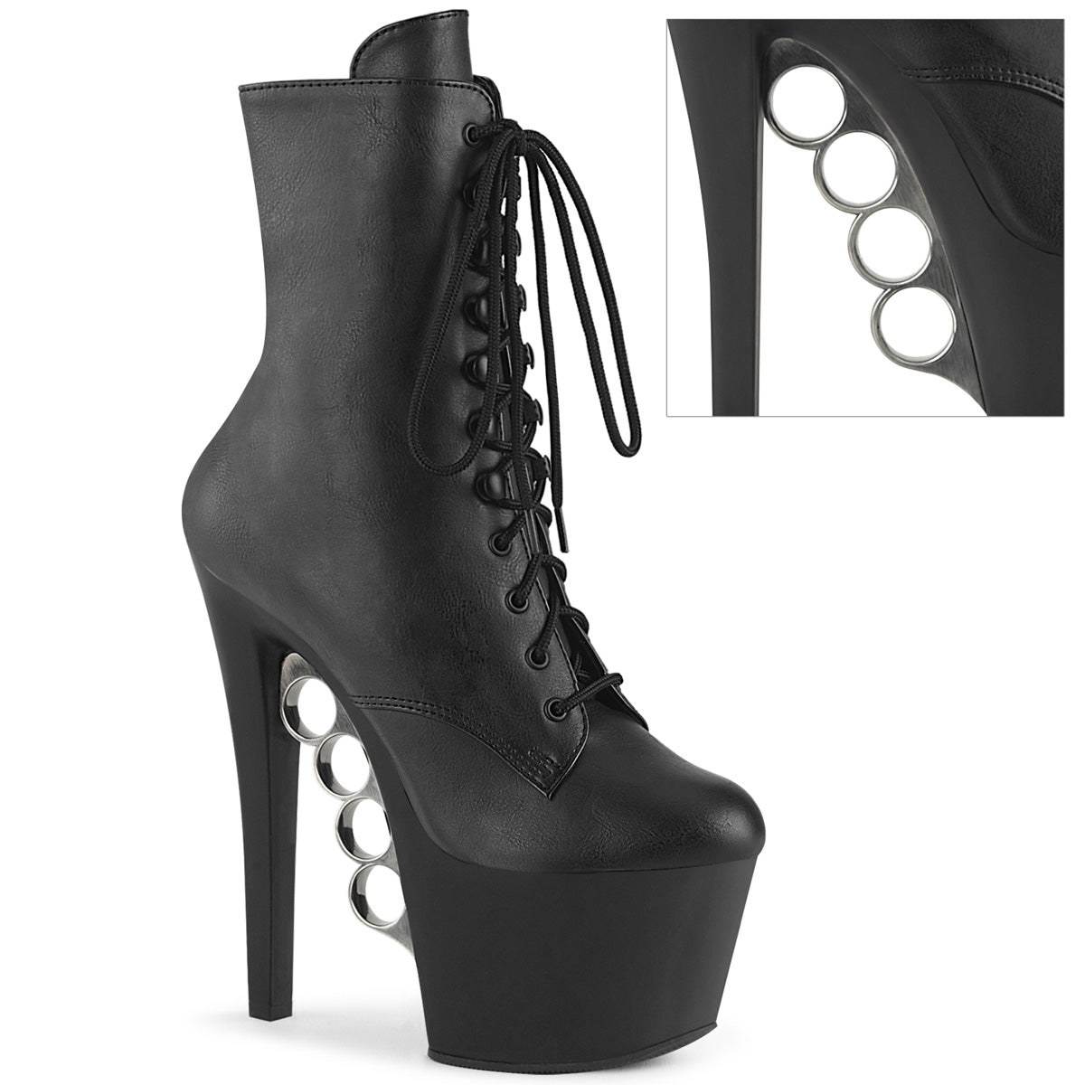 KNUCKS-1020 Black Faux LeatherBlack Matte