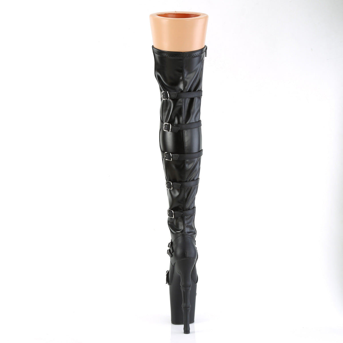 RAPTURE-3045 Black Faux Leather-Stretch Faux Leather/Black Matte