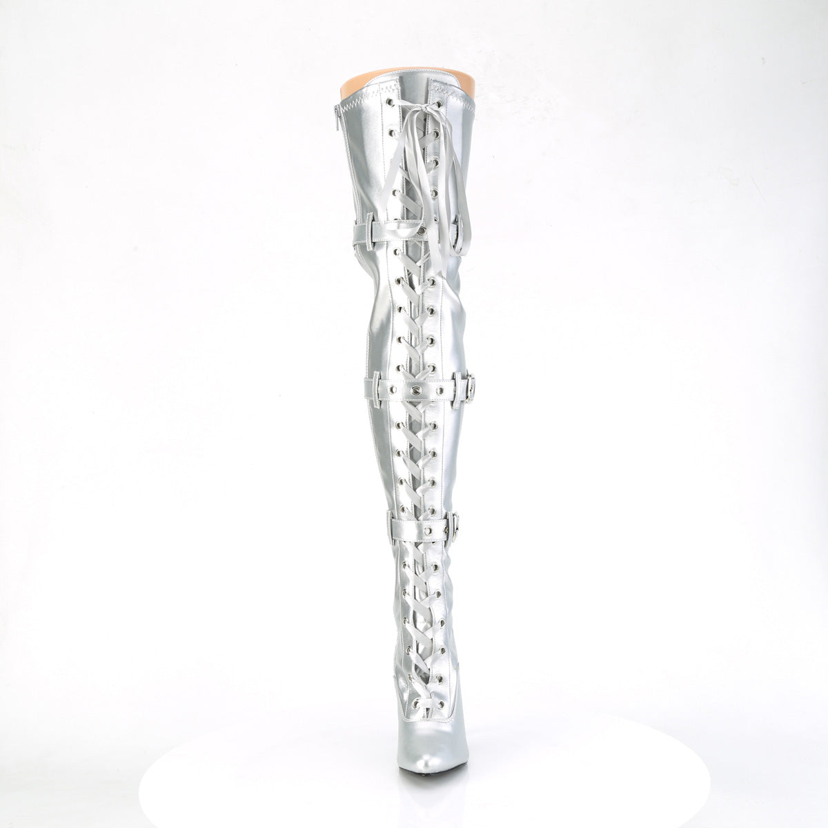 SEDUCE-3028 Silver Stretch Metallic Pu