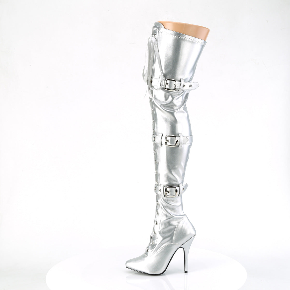 SEDUCE-3028 Silver Stretch Metallic Pu