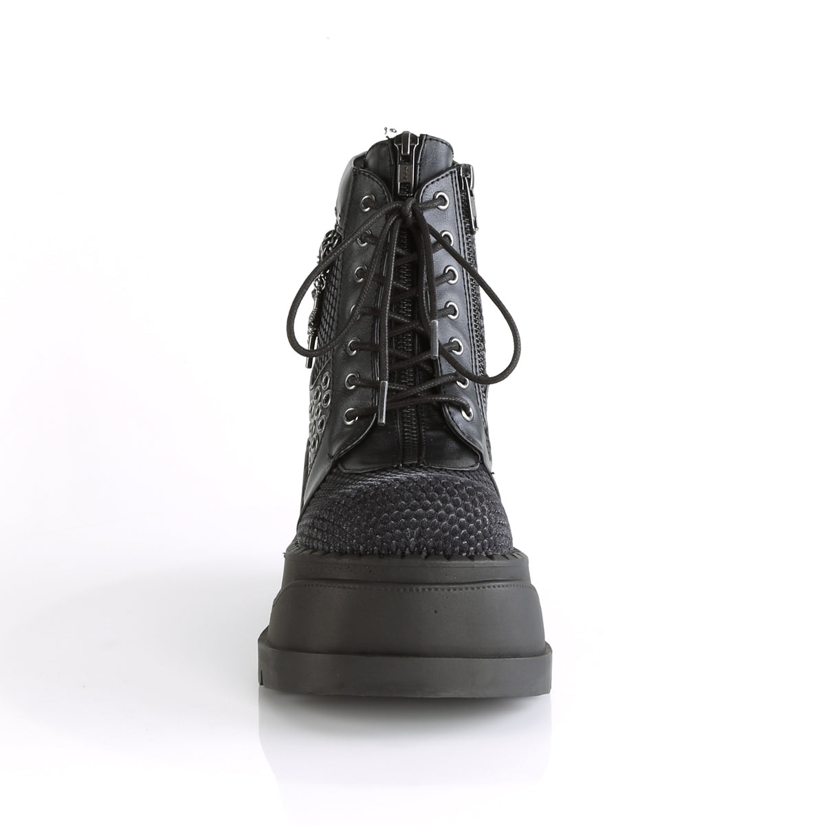STOMP-18 Black Vegan Leather Grey Velvet