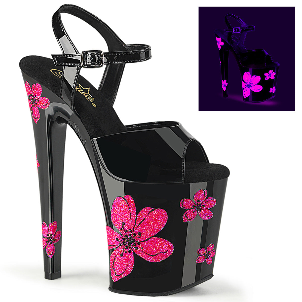 XTREME-809HB Black Patent /Black Neon Pink