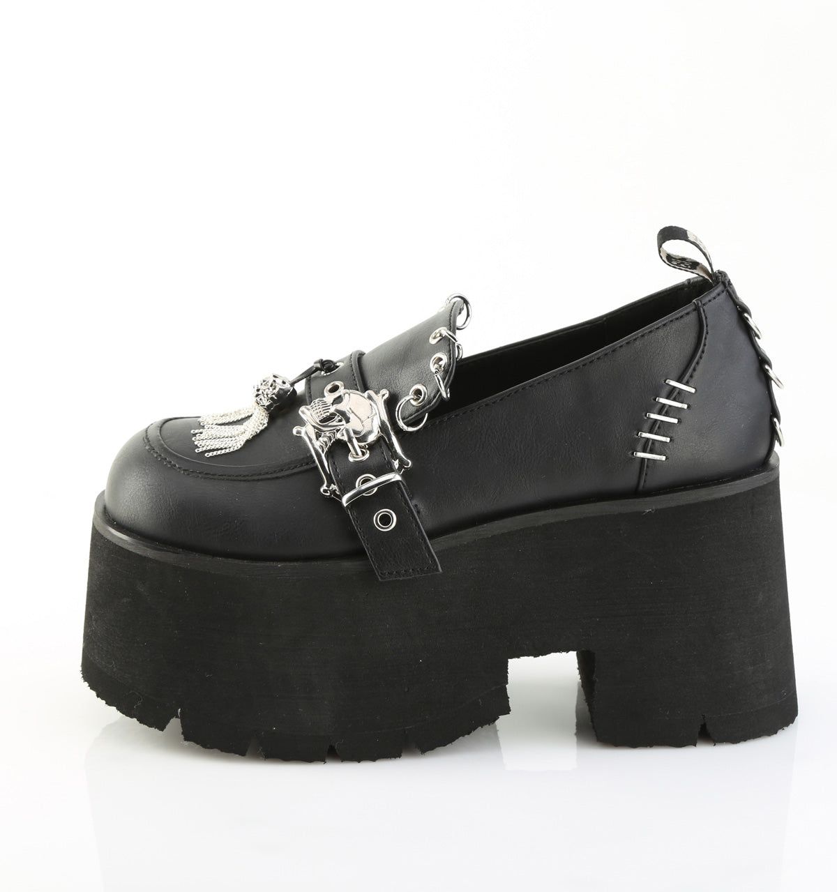 ASHES-38 Black Vegan Leather Platform Shoes