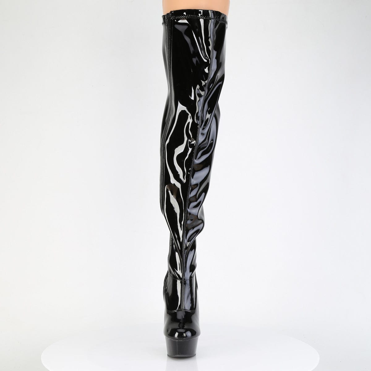 DELIGHT-3000WCF Black Stretch Patent/Black Pleaser US Size (Women's): 7