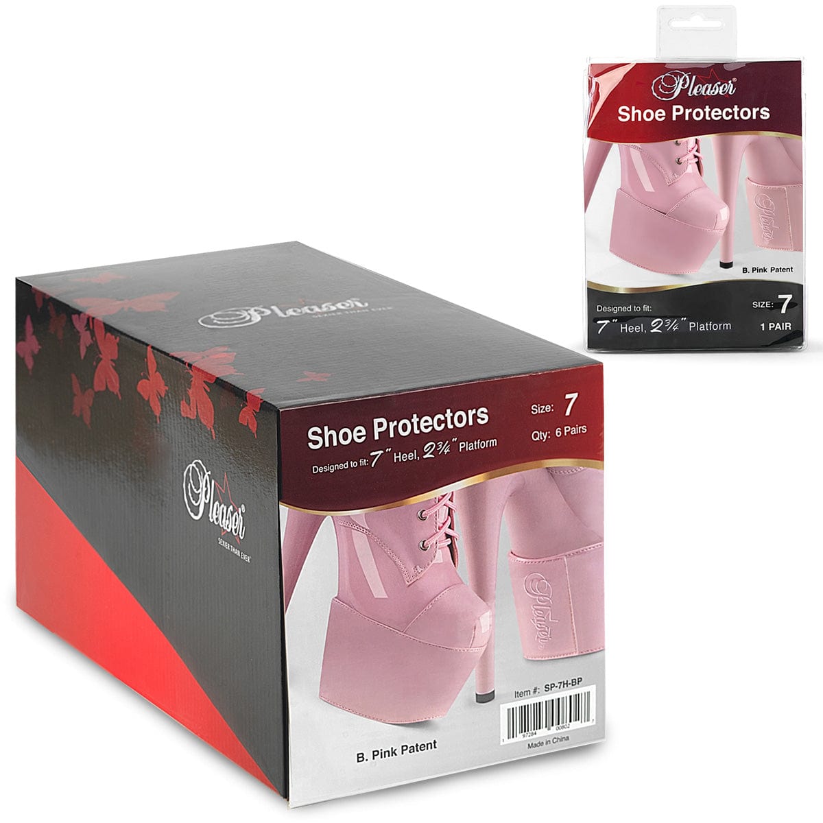 PLEASER Shoe Protectors for 7" Heels (1 Pair) Accessories Accessories US Size (Women's): 5 Color: Baby Pink Patent