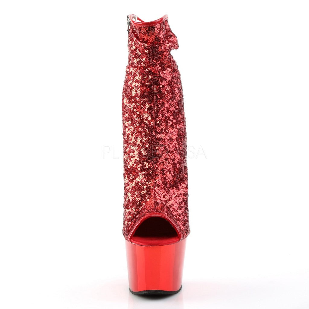 ADORE-1008SQ Red Sequins/Red Chrome Ankle Boot