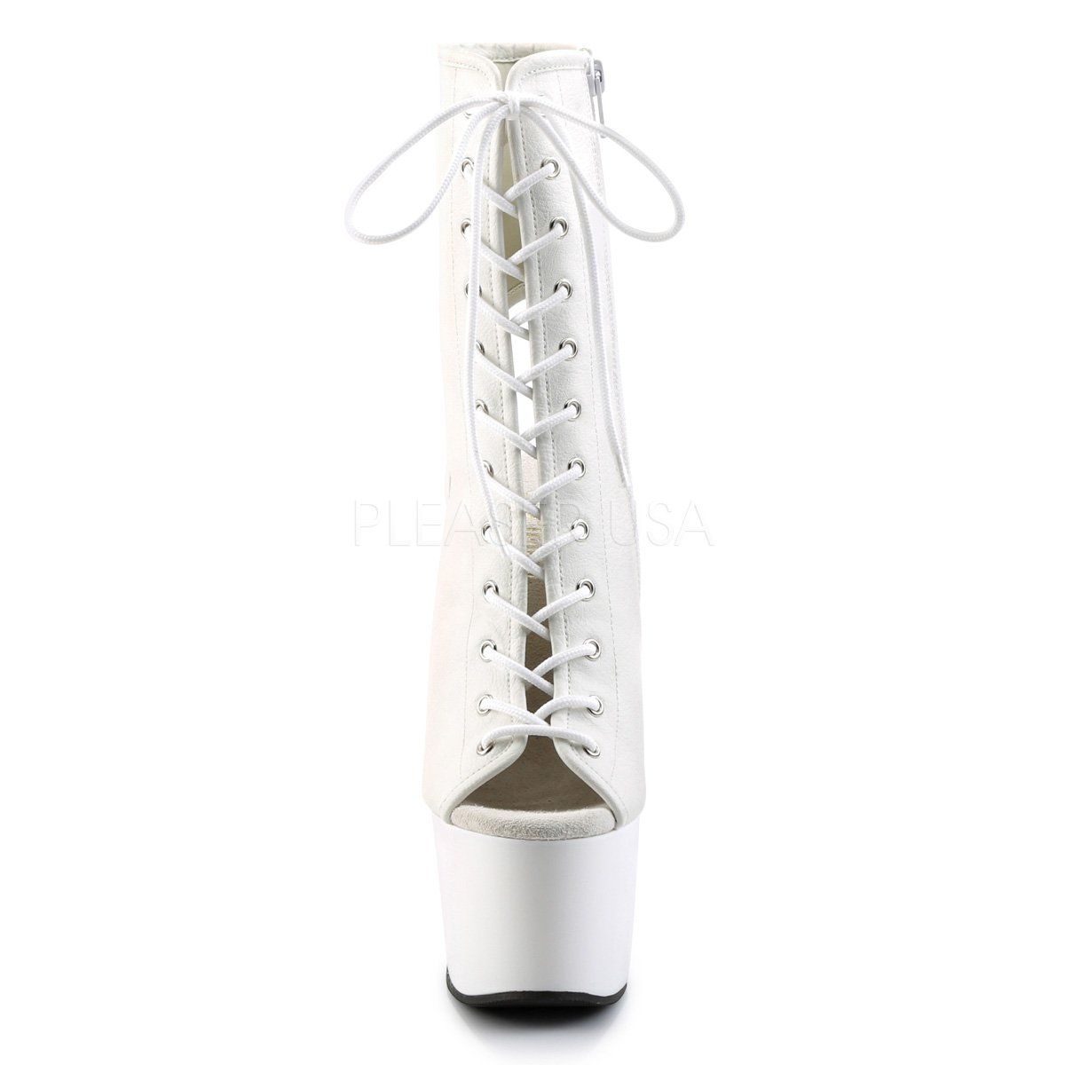 ADORE-1016 White Faux Leather/White Ankle Boot Pleaser