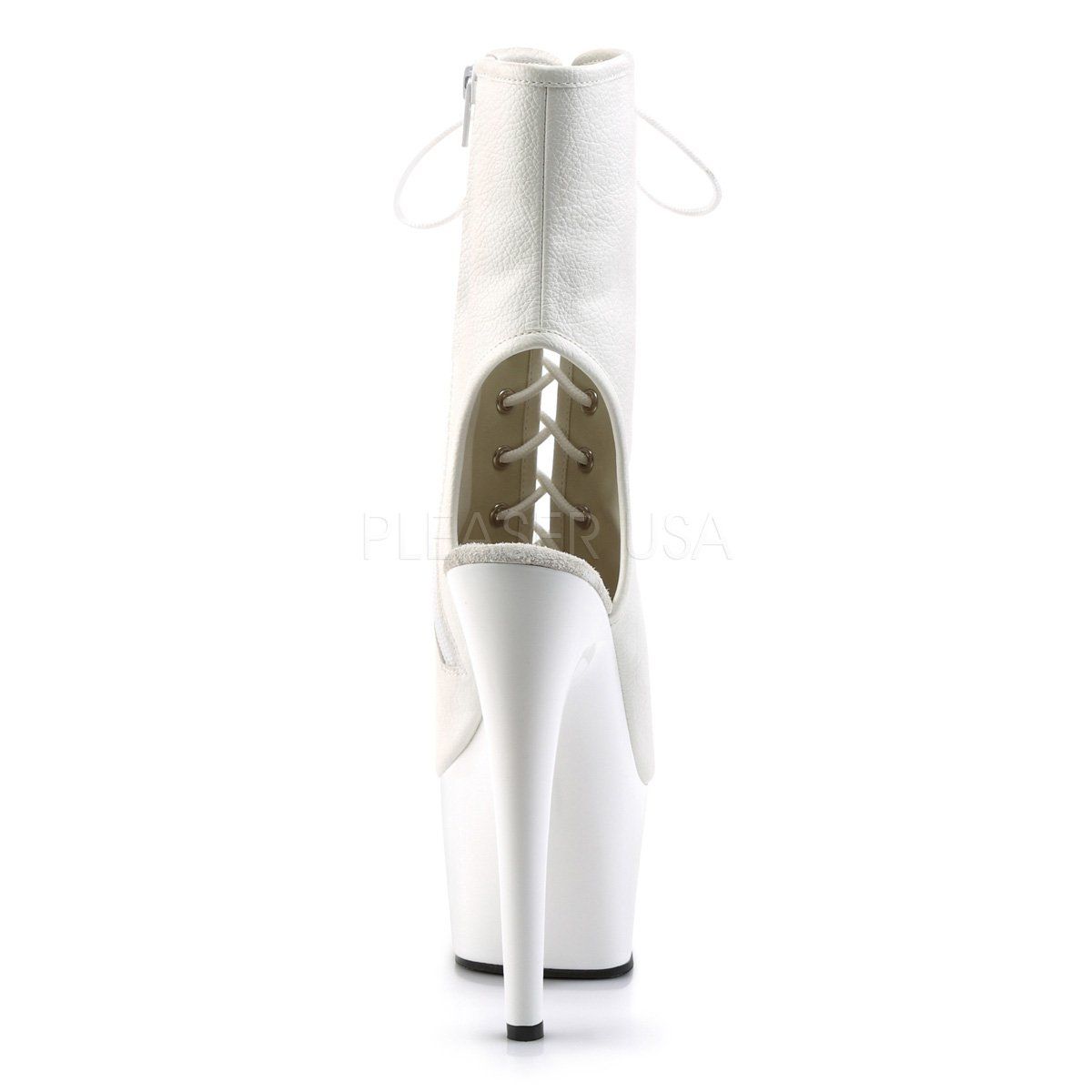 ADORE-1016 White Faux Leather/White Ankle Boot Pleaser