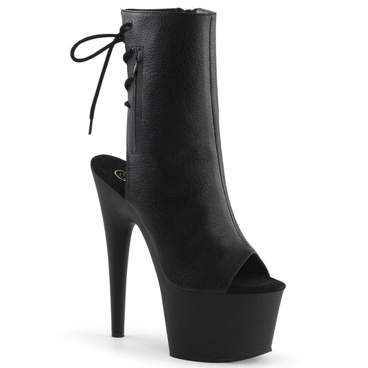 ADORE-1018 Black Faux Leather Ankle Boot Pleaser