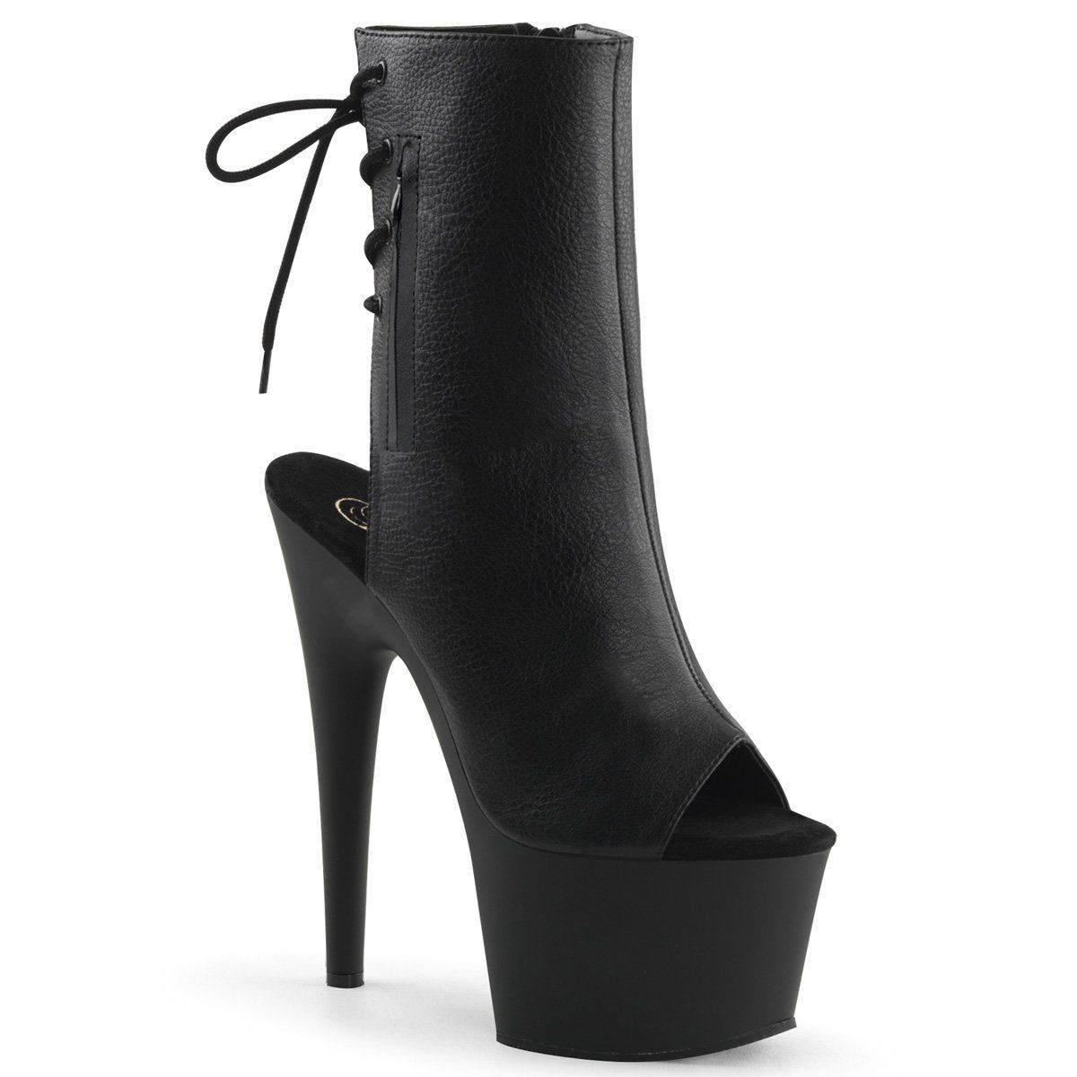 ADORE-1018 Black Faux Leather Ankle Boot Pleaser