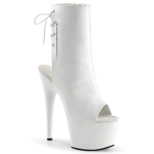 ADORE-1018 White Faux Leather Ankle Boot Pleaser
