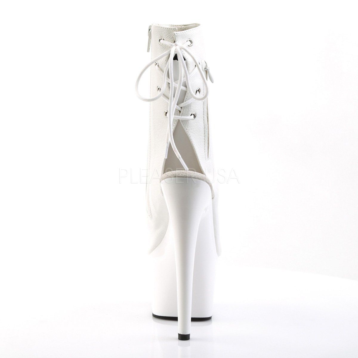 ADORE-1018 White Faux Leather Ankle Boot Pleaser
