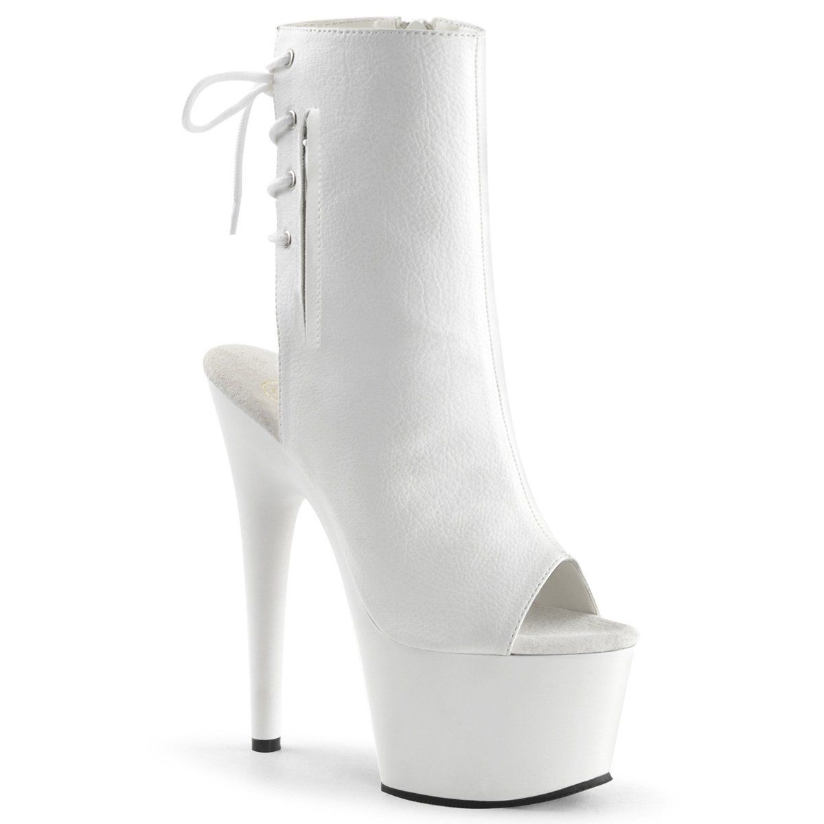 ADORE-1018 White Faux Leather Ankle Boot Pleaser
