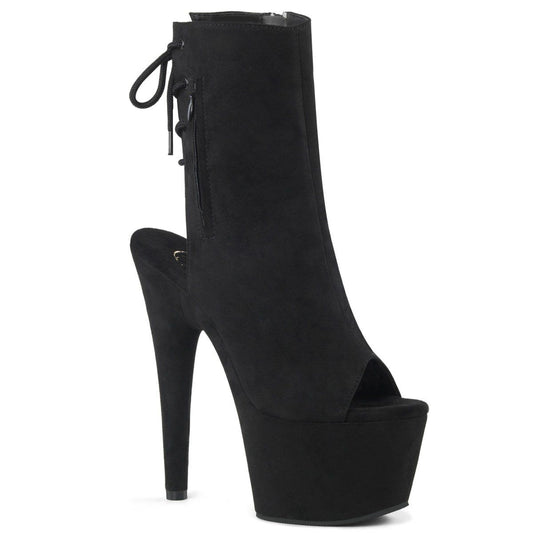 ADORE-1018FS Black Faux Suede/Black Suede Ankle Boot Pleaser