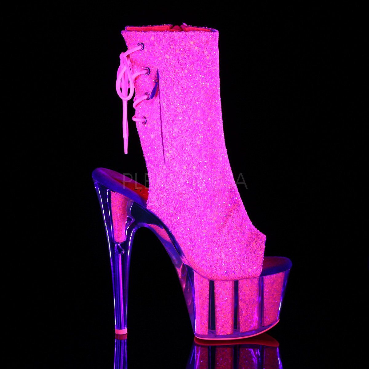 ADORE-1018G Neon Pink Glitter/Neon Pink Glitter Ankle Boot Pleaser