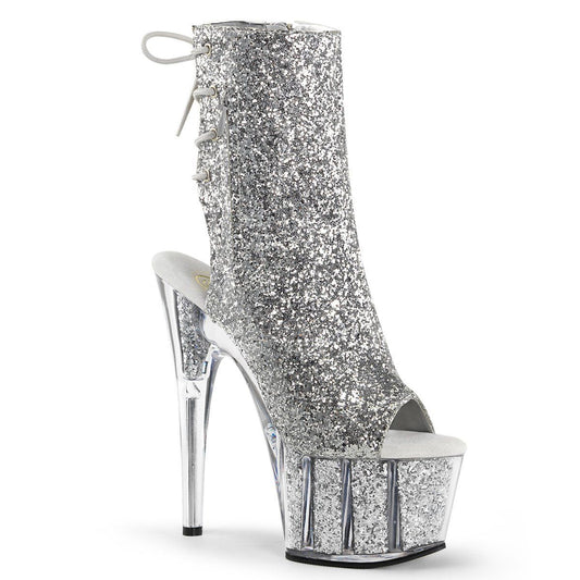 ADORE-1018G Silver Glitter/Silver Glitter Ankle Boot Pleaser