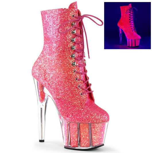 ADORE-1020G Neon Pink Glitter/Neon Pink Glitter Ankle Boot Pleaser
