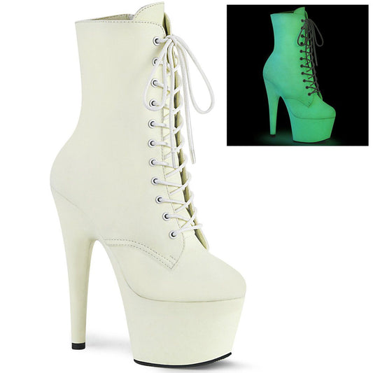 ADORE-1020GD White Glow Faux Leather/White Glow Faux Leather Ankle Boot Pleaser