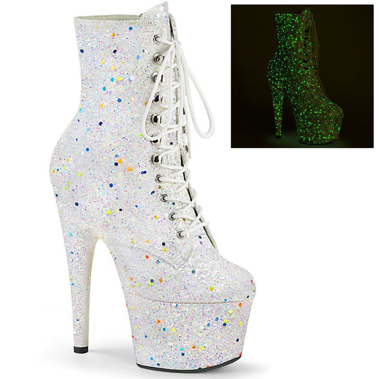 ADORE-1020GDLG White Multi Glitter/White Multi Glitter Ankle Boot Pleaser