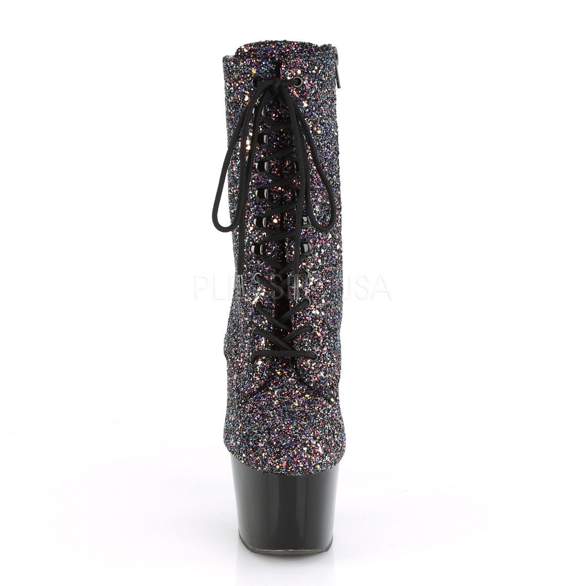 ADORE-1020LG Purple Multi Glitter/Black Ankle Boot Pleaser