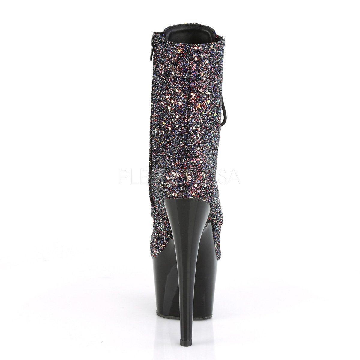 ADORE-1020LG Purple Multi Glitter/Black Ankle Boot Pleaser