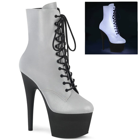 ADORE-1020REFL Silver Reflective Ankle Boot Pleaser