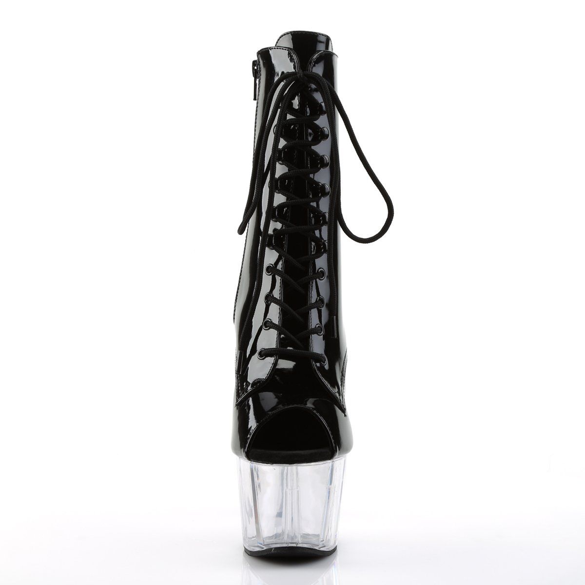 ADORE-1021 Black Patent/Clear Ankle Boot Pleaser