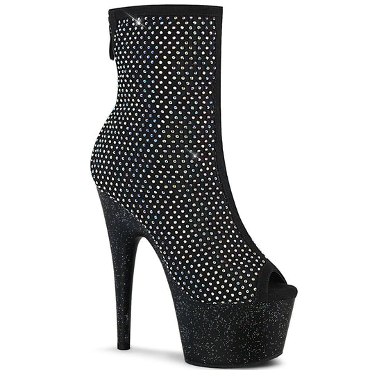 ADORE-1031GM Black Fabric-Rhinestone Ankle Boot Pleaser