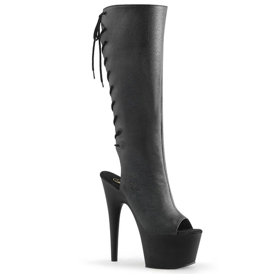 ADORE-2018 Black Faux Leather Knee Boot Pleaser