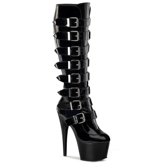 ADORE-2043 Black Patent Knee Boot Pleaser