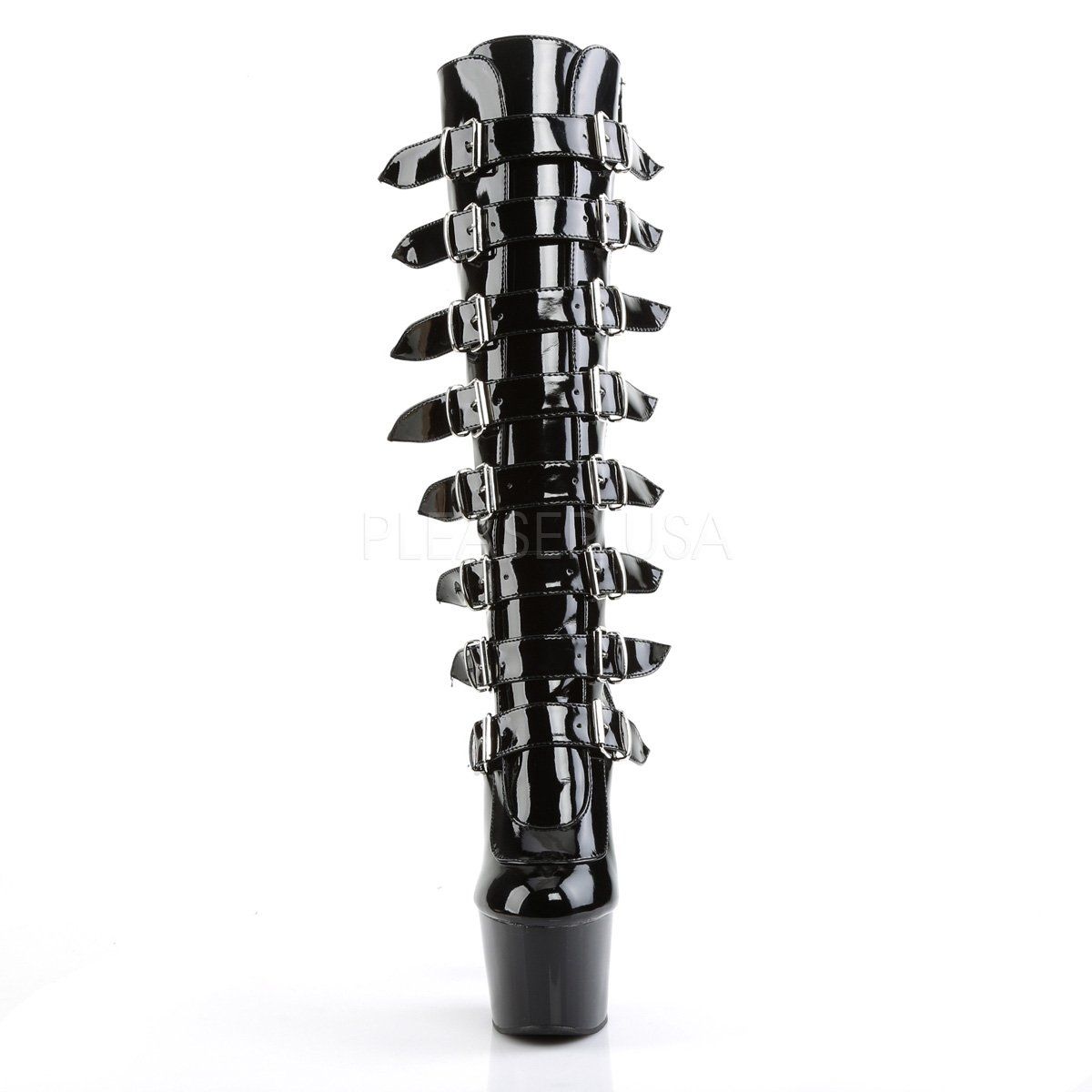 ADORE-2043 Black Patent Knee Boot Pleaser