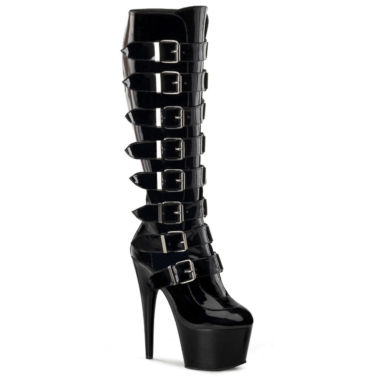 ADORE-2043 Black Patent Knee Boot Pleaser