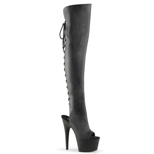 ADORE-3019 Black Faux Leather Thigh Boot Pleaser
