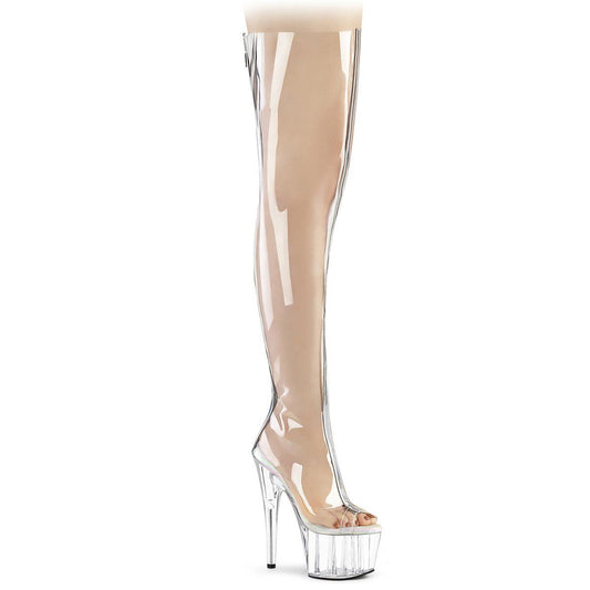 ADORE-3021 Clear TPU-Silver Metallic/Clear Boot Pleaser