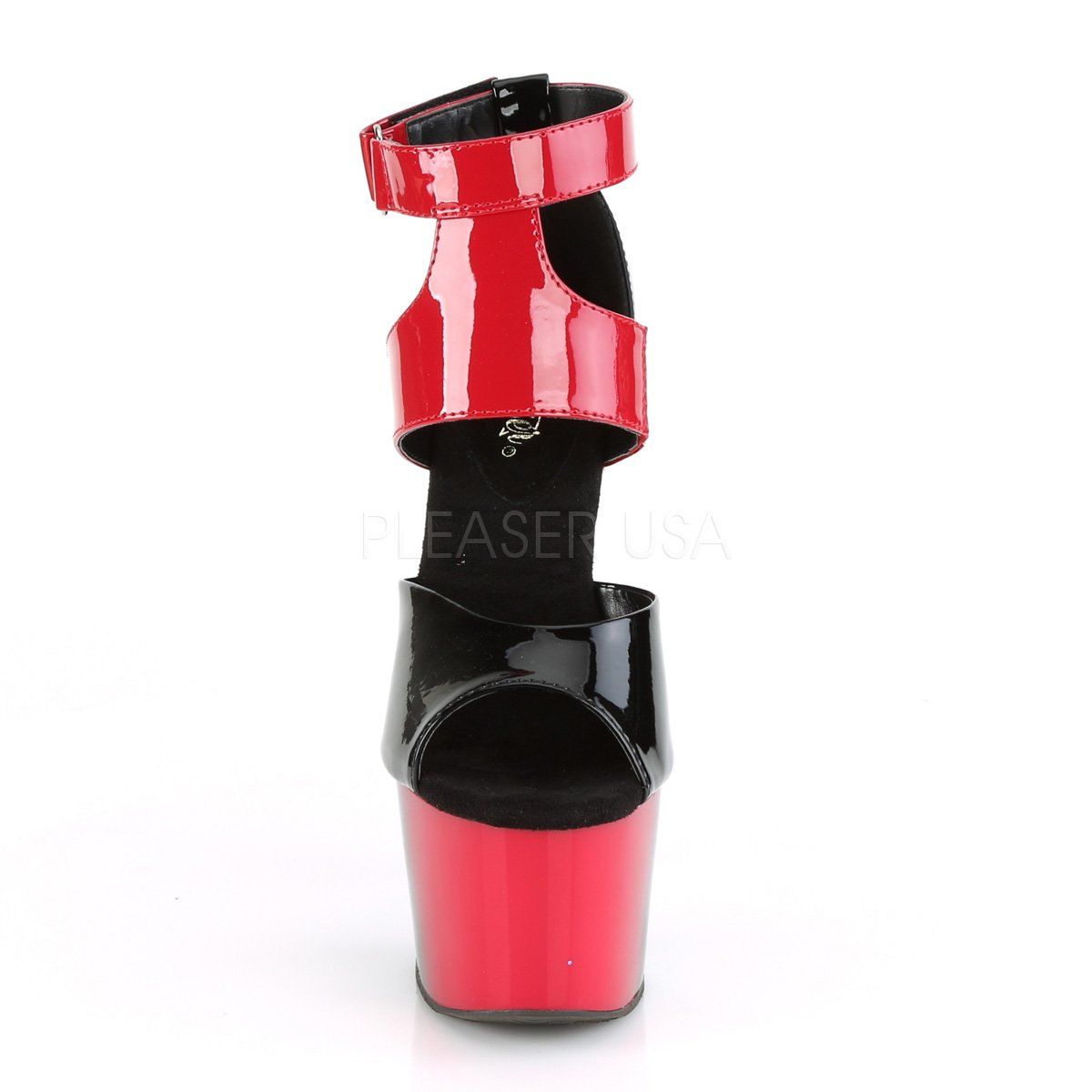 ADORE-700-16 Black-Red Patent/Red-Black Platform Sandal Pleaser