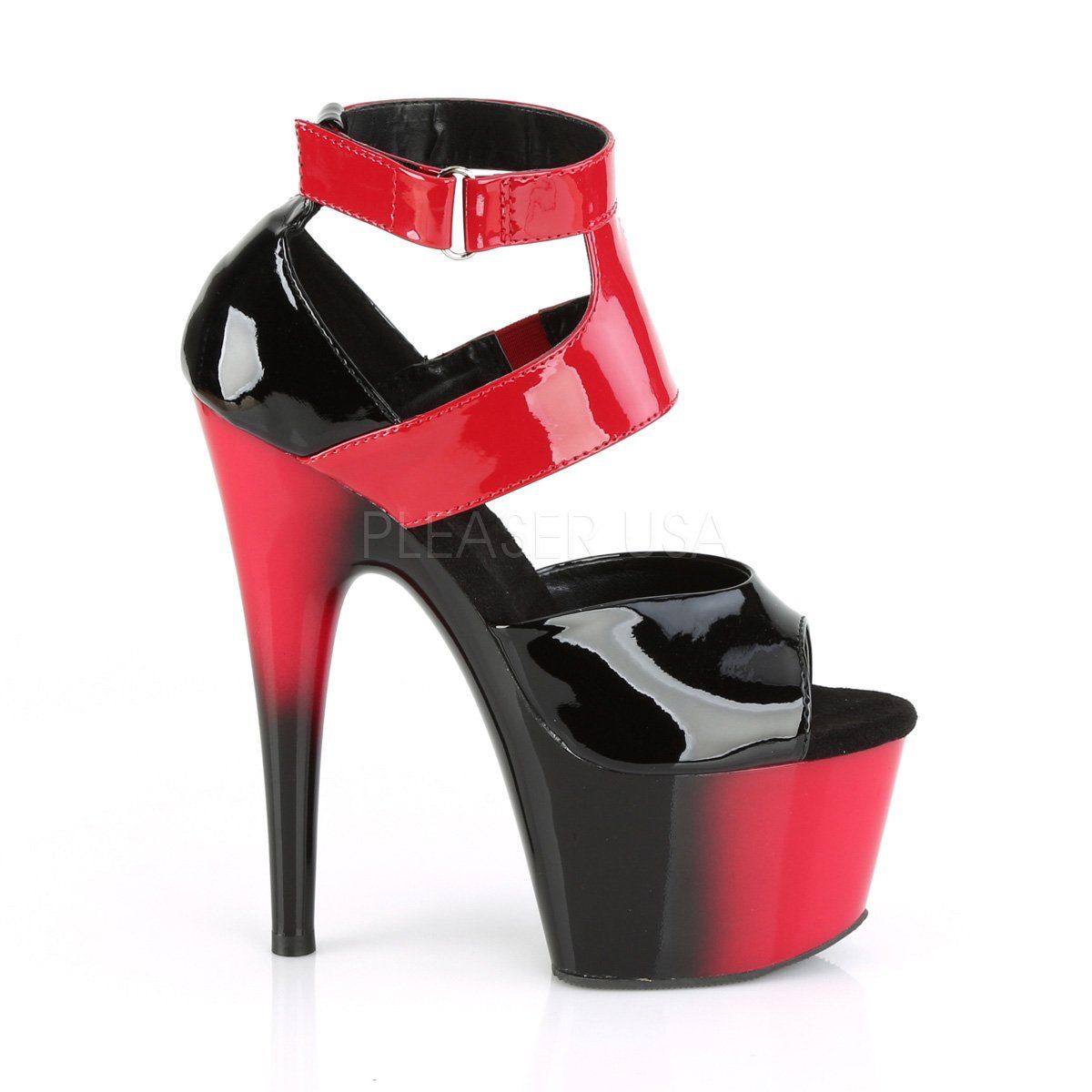 ADORE-700-16 Black-Red Patent/Red-Black Platform Sandal Pleaser