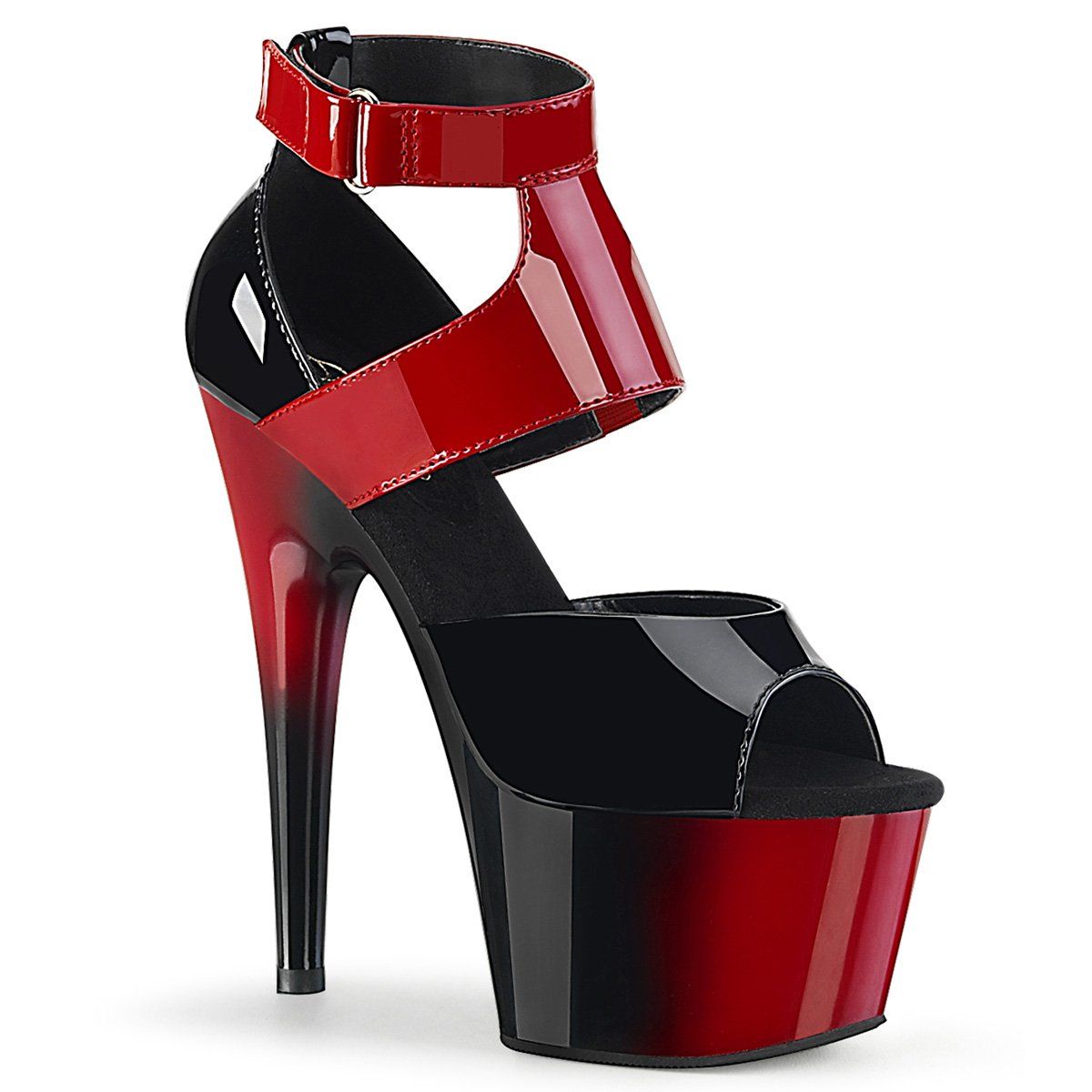 ADORE-700-16 Black-Red Patent/Red-Black Platform Sandal Pleaser