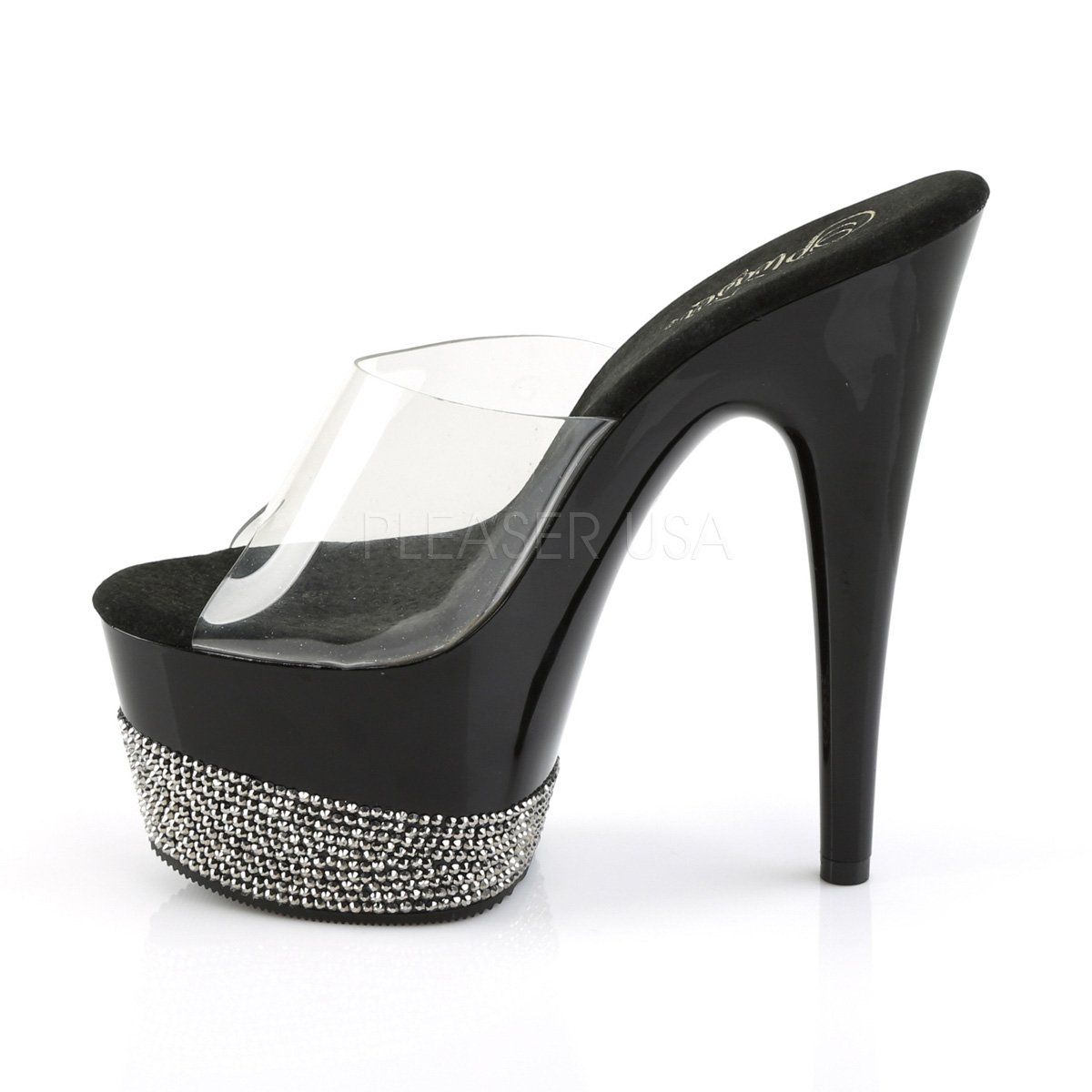 ADORE-701-3 Clear/Black-Pewter Slide Pleaser