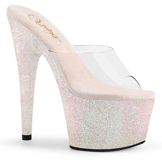 ADORE-701HMG Clear/Opal Multi Mini Glitter Slide Pleaser
