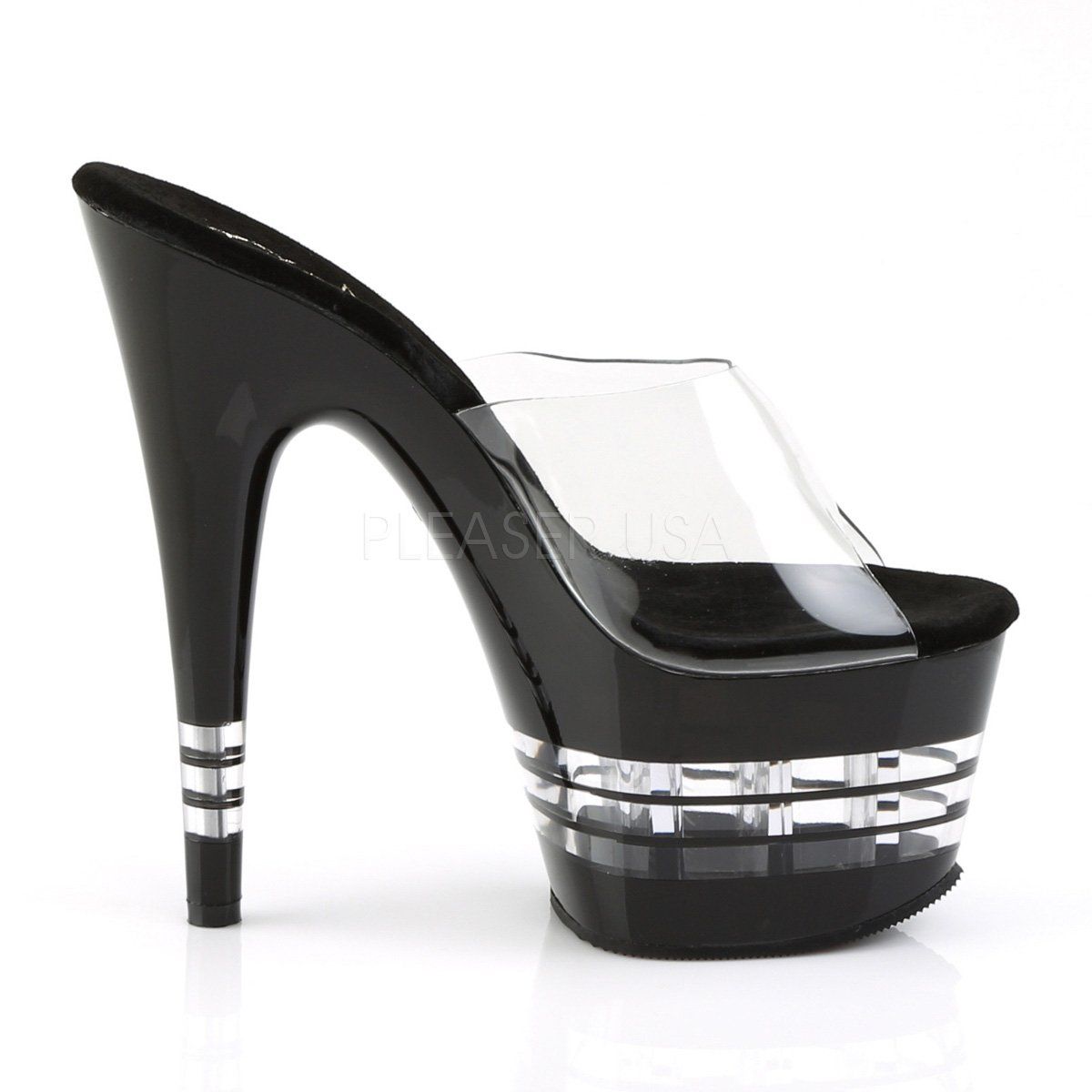 ADORE-701LN Clear/Black Slide Pleaser