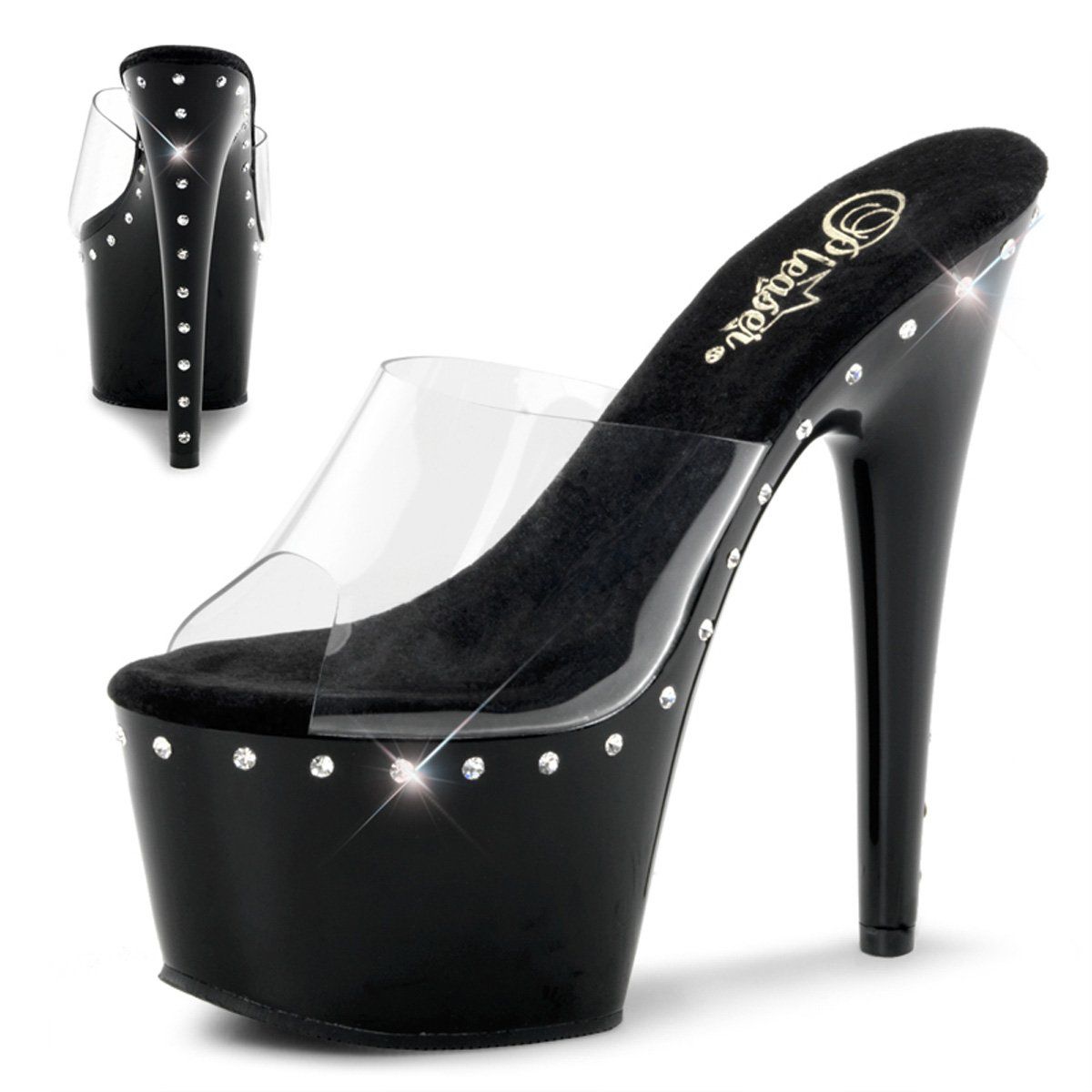 ADORE-701LS Clear/Black Slide Pleaser