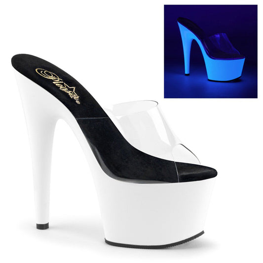 ADORE-701UV Clear/Neon White Slide Pleaser