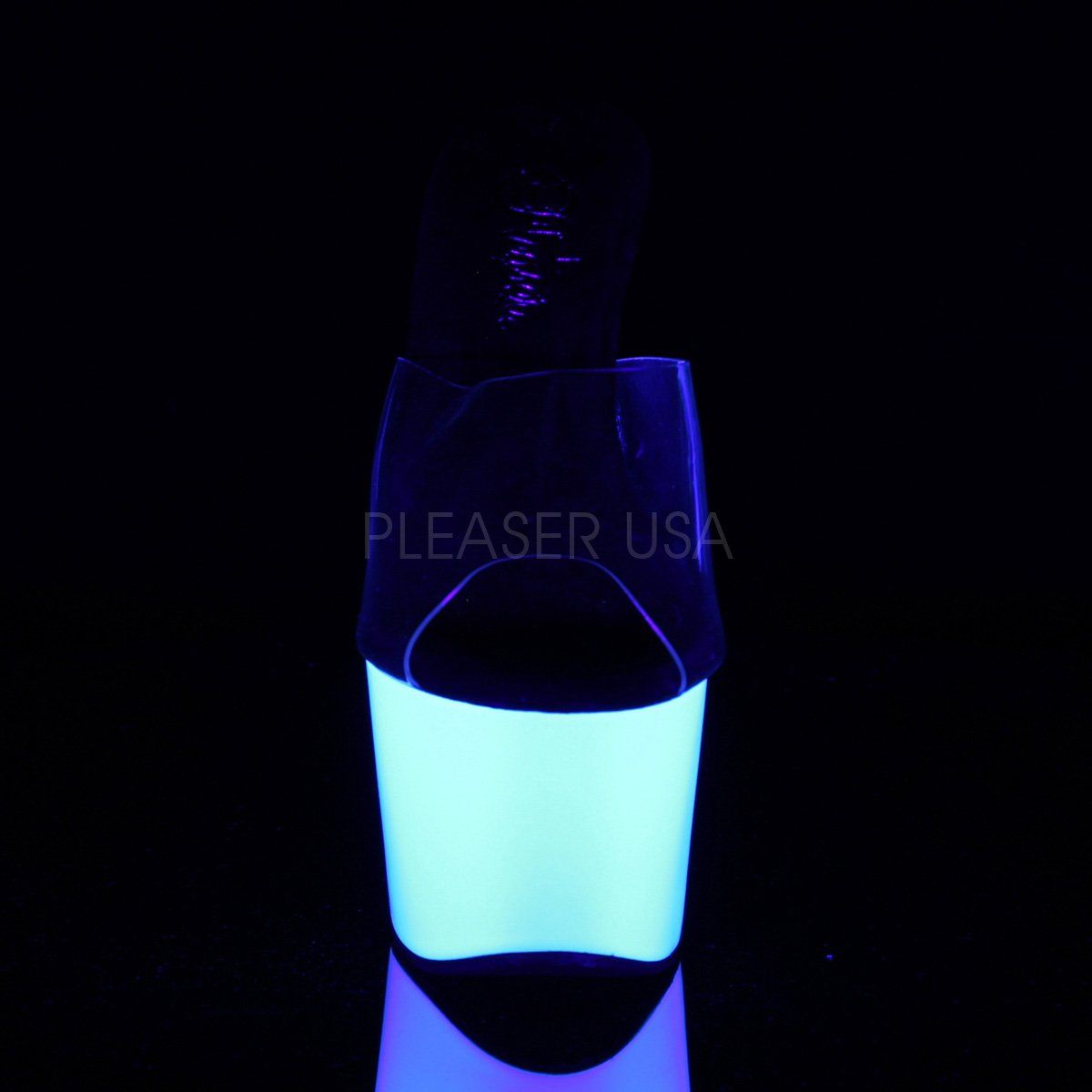 ADORE-701UV Clear/Neon White Slide Pleaser
