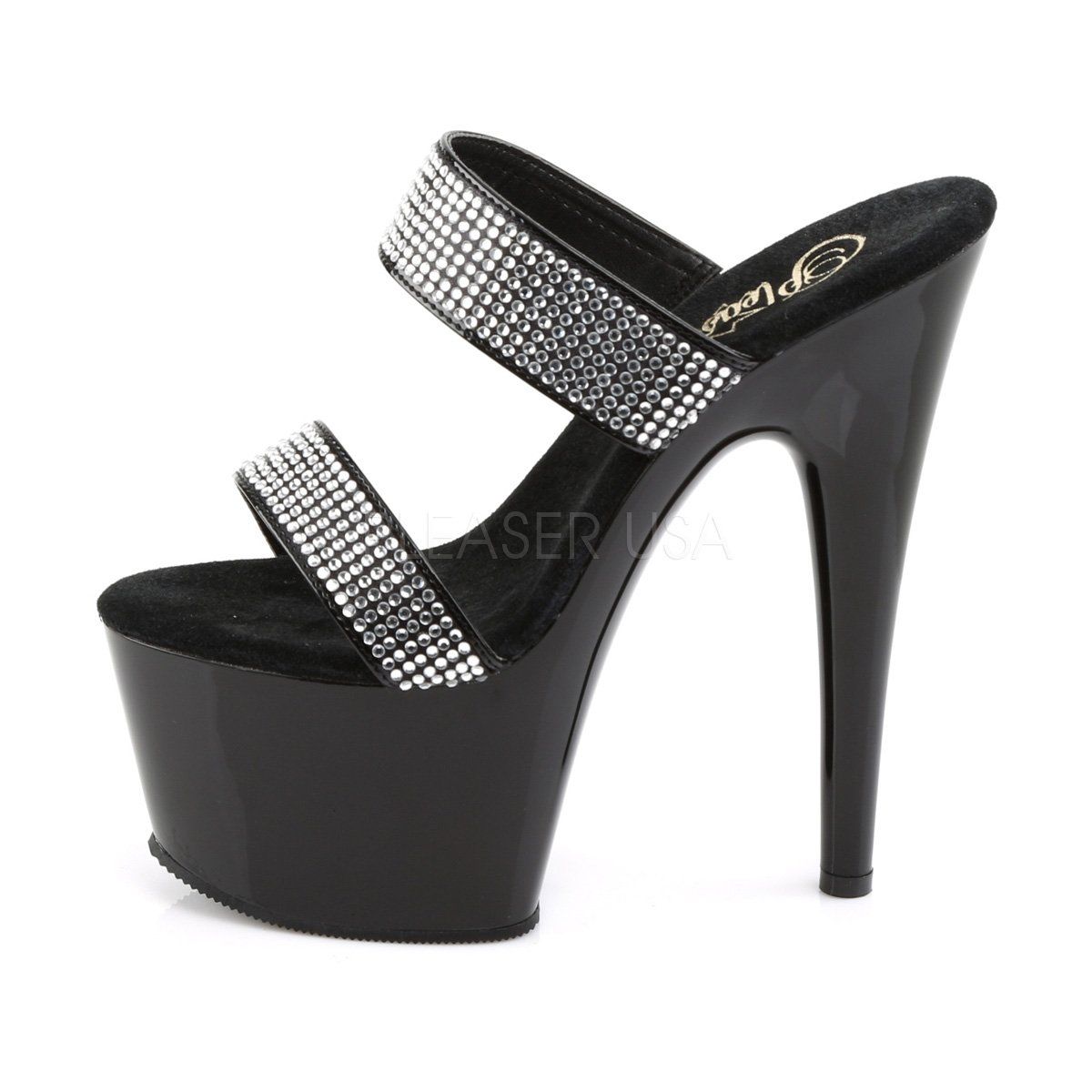 ADORE-702-2 Black Patent Slide Pleaser