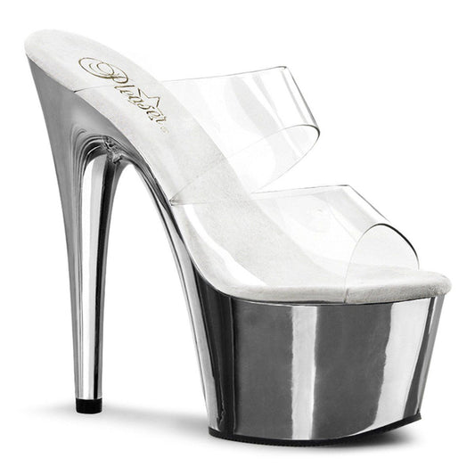 ADORE-702 Clear/Silver Chrome Slide Pleaser