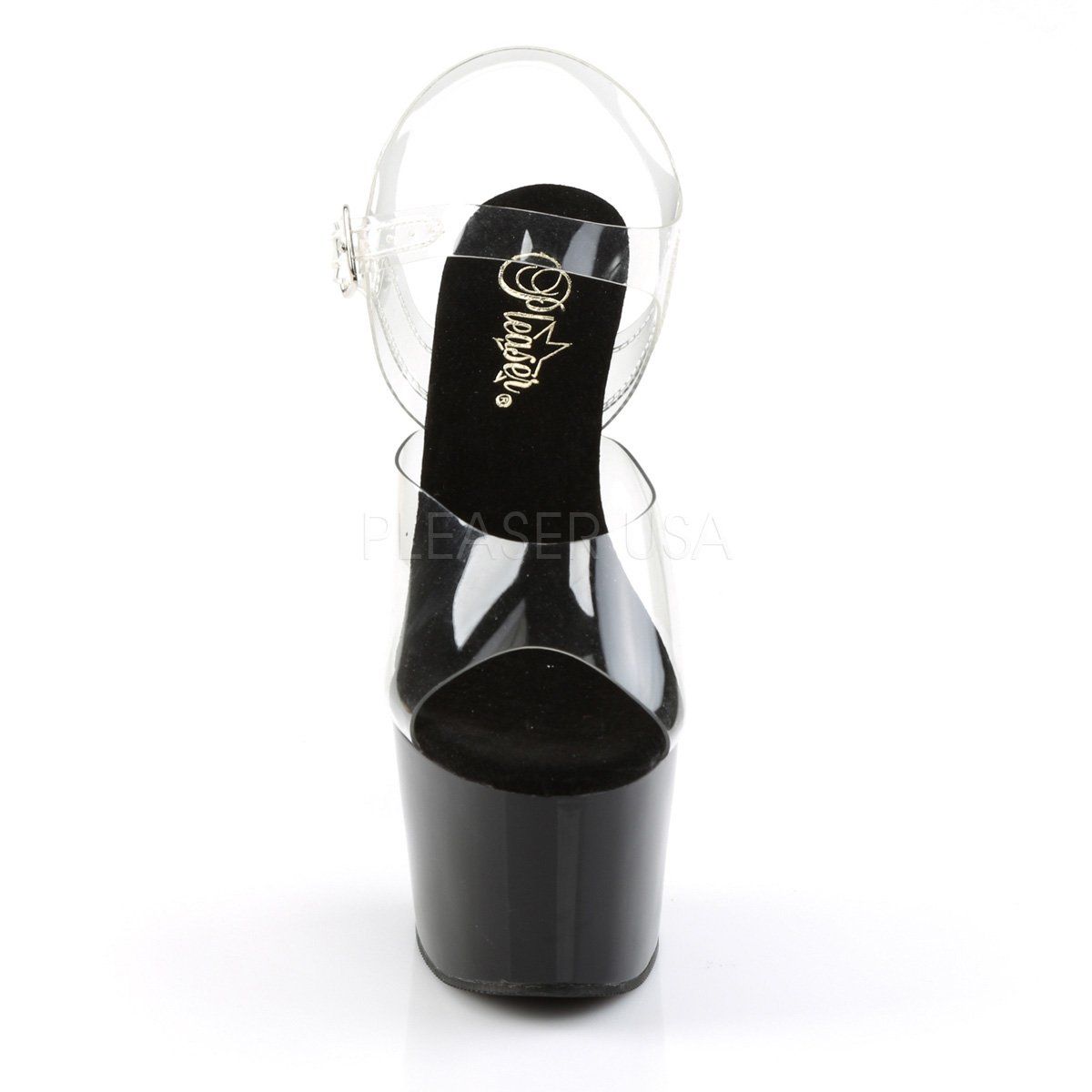 ADORE-708 Clear/ Black Platform Sandal Pleaser