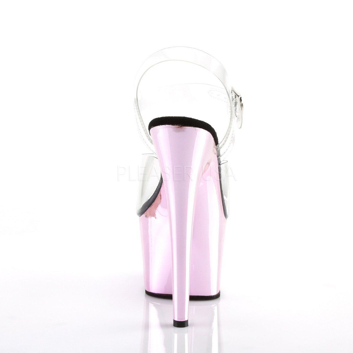 ADORE-708 Clear/Baby Pink Chrome Platform Sandal Pleaser